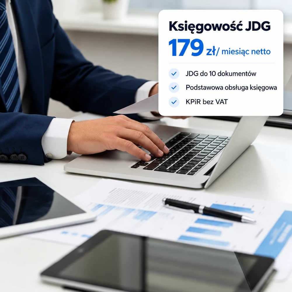 Cennik księgowości JDG w Simpletax - pakiet od 179 zł netto miesięcznie